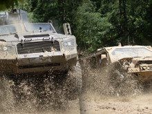 Heavy armored Golem and tactical Flyer in action at Bahna Military Day